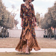 Quality Autumn Bohemian Vintage Printed Asymmetric Skirt Dress Long