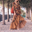 Quality Autumn Bohemian Vintage Printed Asymmetric Skirt Dress Long