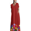 Women's Summer V-neck Short-sleeved Printed Bohemian Dress