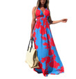 Summer Bohemian Printed V-neck Sexy Suspenders Large Swing Dress