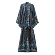 Vintage Bohemian Dress Floral Print Holiday Rayon Kimono