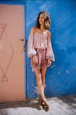 Off-shoulder Dress For Women Summer Waist Slimming Small Bohemian Floral Skirt Women's Clothing