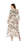 Plus Size Printed Dress For Woman Bohemian V-neck 3/4 Sleeves Maxi