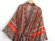 Ethnic Printed Rayon Cardigan Kimono Robe Bohemian Batwing Sleeve Dress