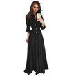 Women's Slim-fit Long-sleeved Button Self-tie Dress 5-color 8-size
