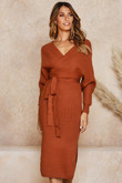 Color Sexy V-neck Lace-up Long Sleeve Women's Dress