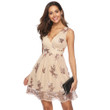 Women's Clothes Sexy V-neck Sleeveless Swing Sequins Dress Gown