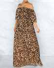 Large Size Off-shoulder Loose Leopard Print Dress