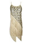 Womens Sequin Bead Strap Tassel Dress Vintage Sequined