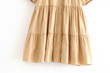 Summer Polo Collar Solid Color Wide Swing Short Sleeve Loose Pleated Dress