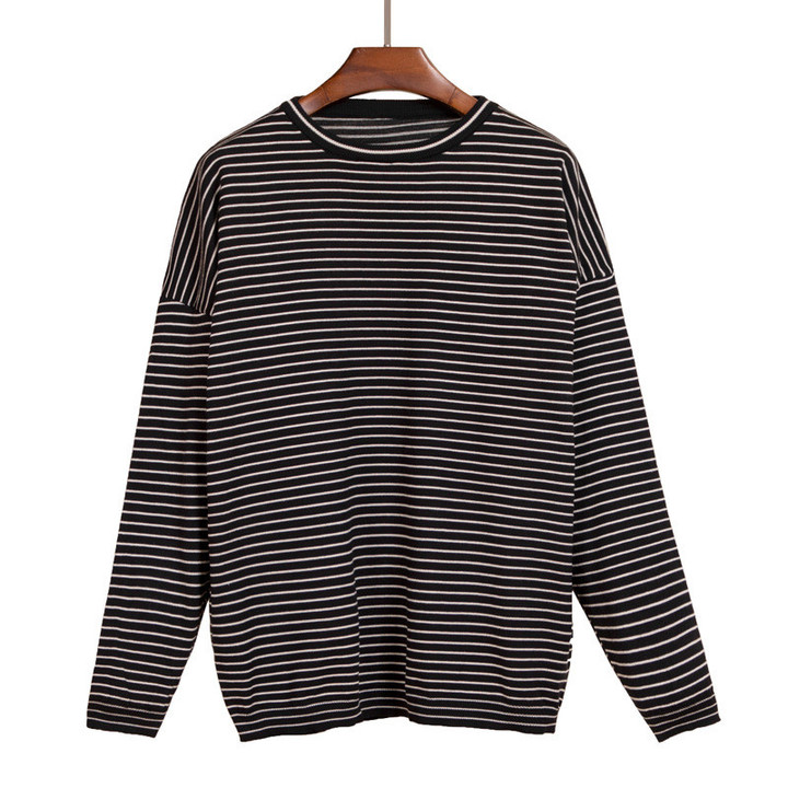 Women's Knitwear Striped Short Style Bottoming Shirt Temperament Commute Sweater