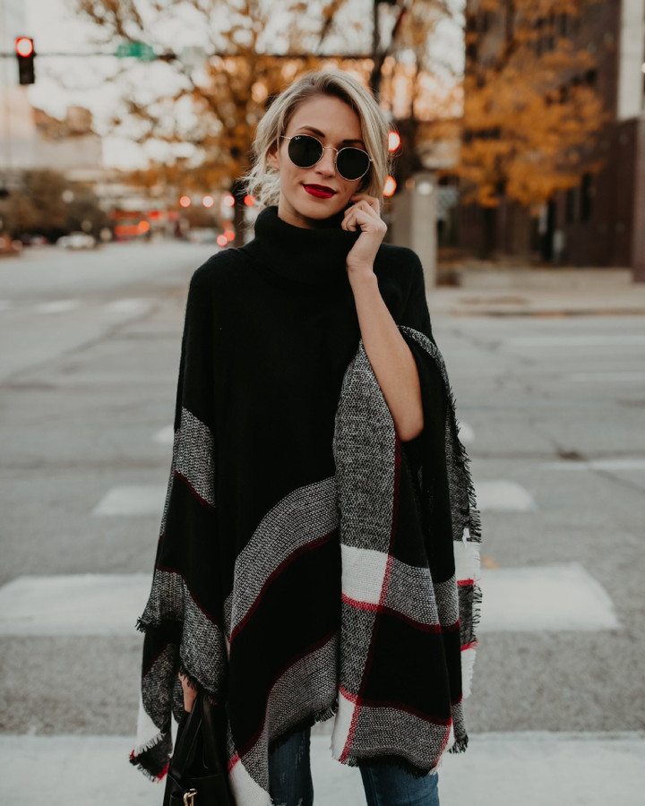 Winter Fashion Street Cape Sweater Turtleneck