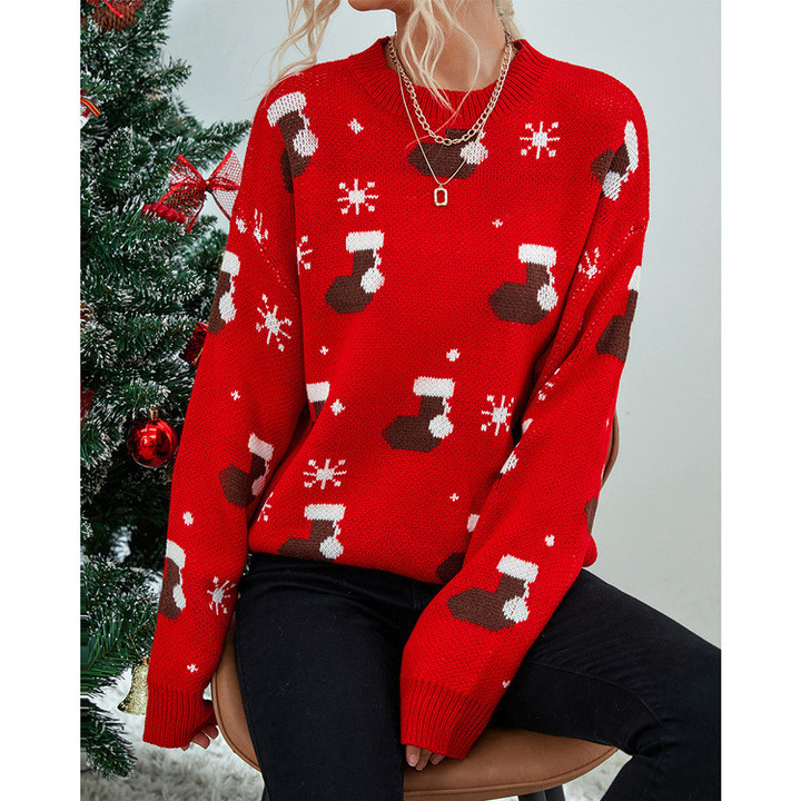 Women's Idle Style Christmas Sweater Outer Wear Loose Knitted Top