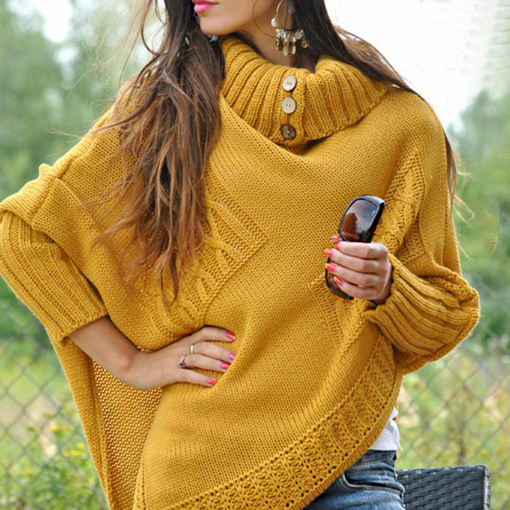 Women's Mid-length High Round Neck Loose Sweater