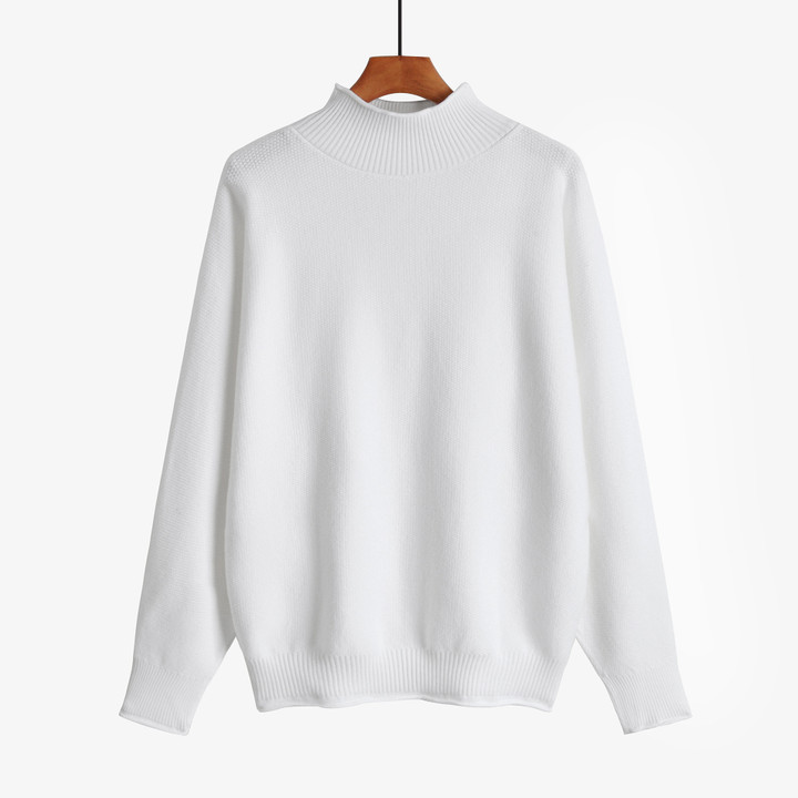 Women's Sweater Half Turtleneck Loose Large Size Batwing Shirt