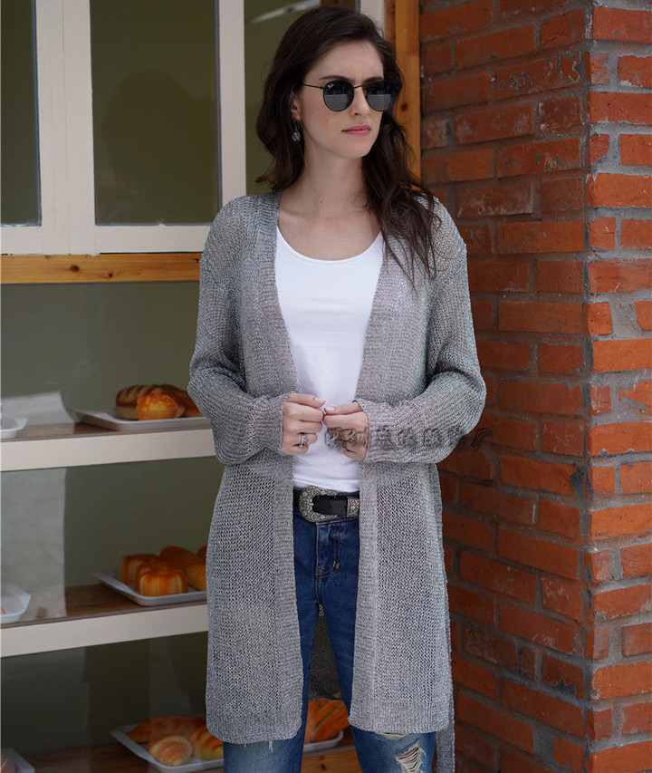 Loose Solid Color Outerwear Knitwear Long Cardigan Women's Top