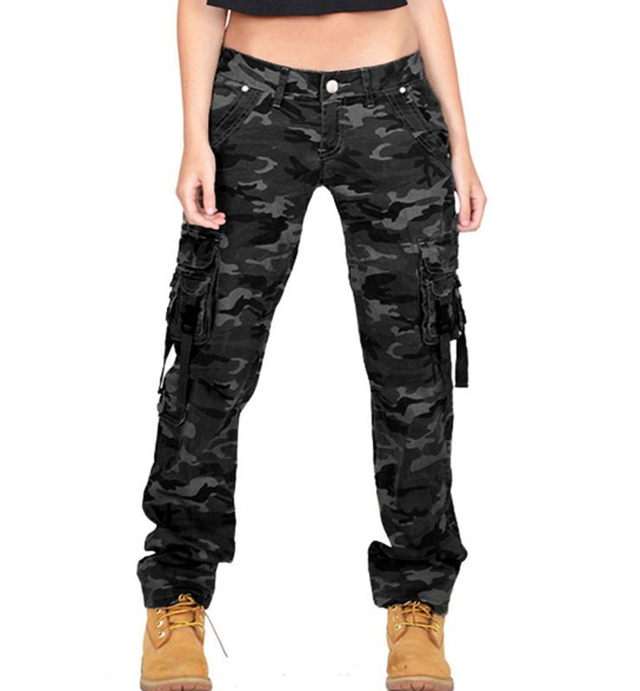 Ladies Low Waist Camouflage Pants Loose Tappered Leisure Sports Overalls Bottoms