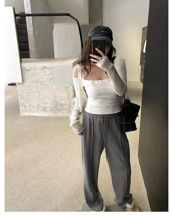 Ms. Luo Tuopin Chiffon Pants Light Casual Women's Straight Drooping Summer Thin Wide Leg Loose Trousers Bottoms