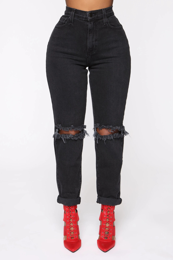 Women's Jeans Ripped Slimming Non-elastic Trousers