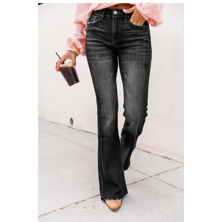 Jeans For Women High Waist Temperament Commuter Washed Bootcut Trousers