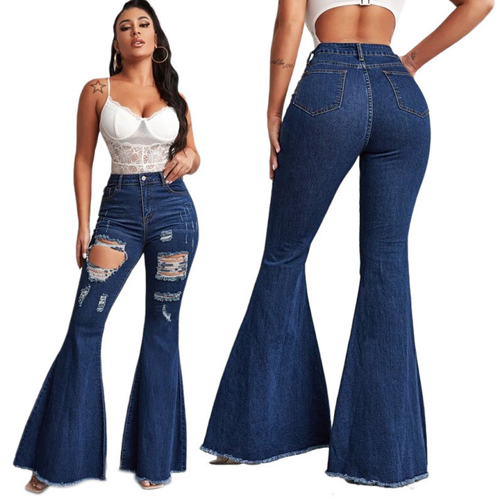 Women's Flared Denim Trousers Jeans