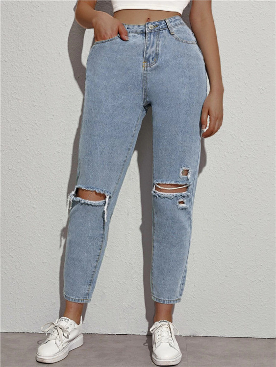 Fashion Holes Special Women's Clothing Denim With Hole Trousers Jeans