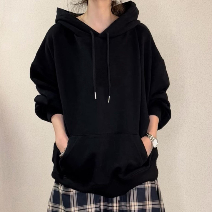 Solid Color Thin Hooded Loose Versatile Outerwear Coat