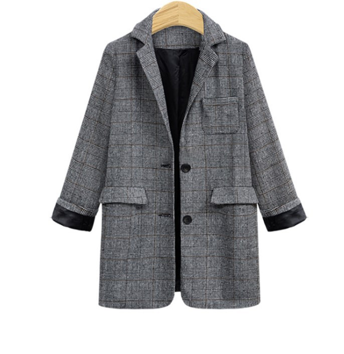 Loose Retro Plaid Casual All-match Suit Jacket Coats
