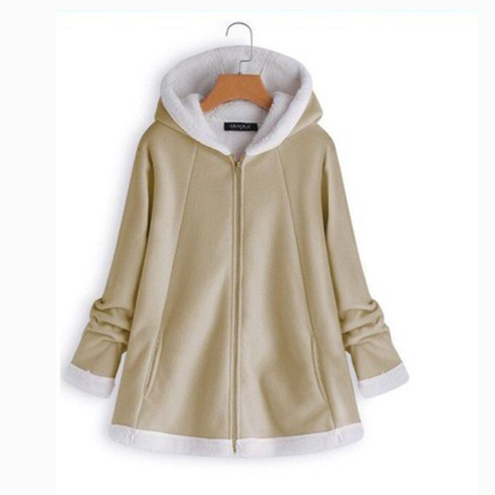 Women's Long Sleeve Hooded Casual Mohair Coat