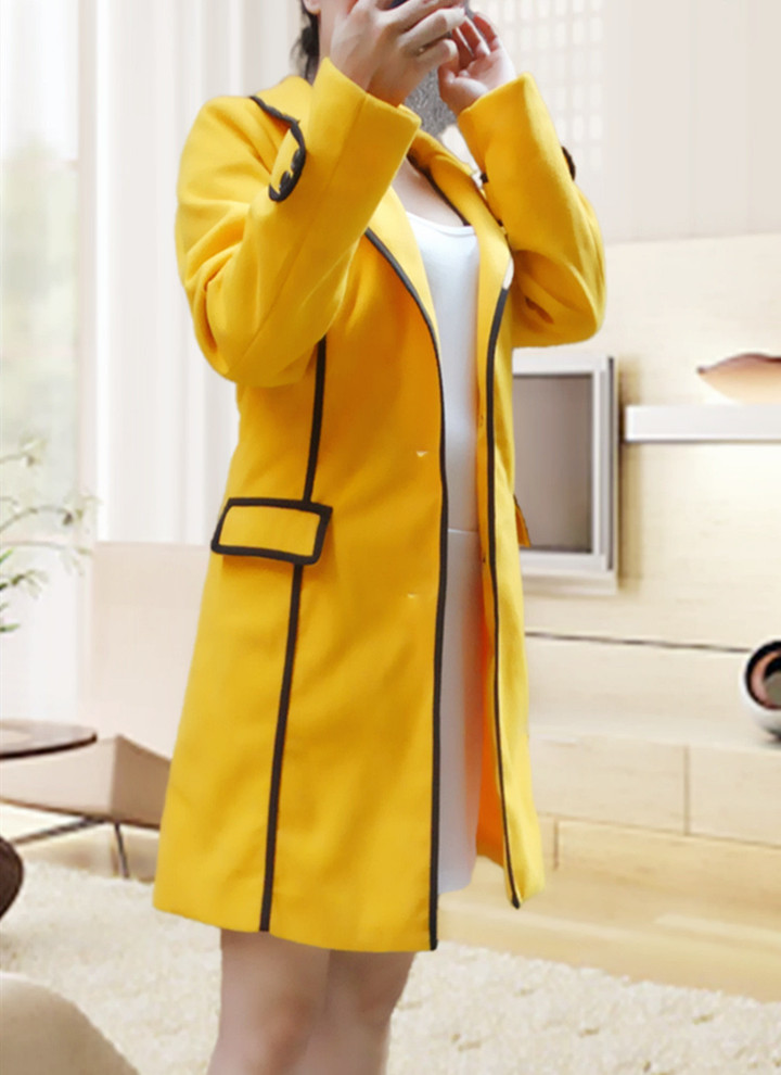 Korean Style Wool Women's Coat Multi-color Multi-size Contrast Color Woolen