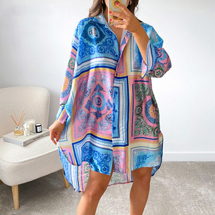 Fashion Popular Elements Printed Loose Comfort Trend Shirt Blouses