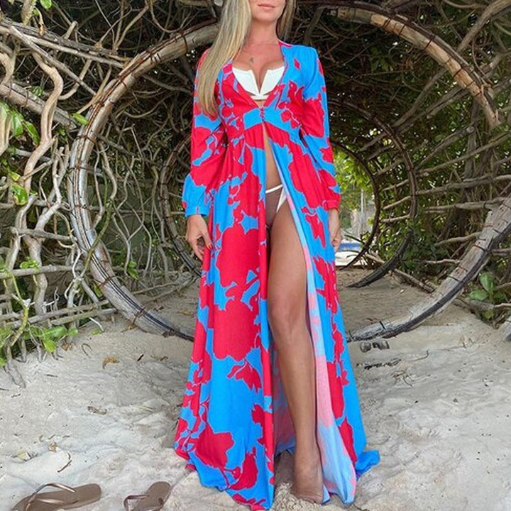 Summer Strap Dress Bohemian Digital Printed V-neck Sleeveless