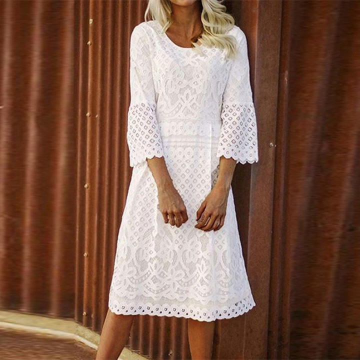 Floral Lace Dress Hollow Sexy Women's Clothing