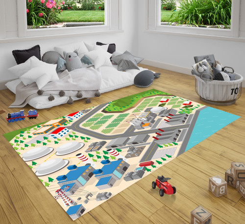 3D Biofuel Energy Biofuel Power Plant Play City Road Map Area Rug Carpet For Toy Cars For Kids Room