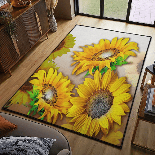 Flower Large Area Rugs, Sunflower Rug Carpet Living Room Decor