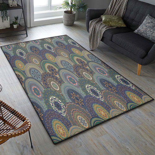 Mandala Washable Rugs, 3D Mandala Wheel Rug Floor Rug Carpet Home Decor