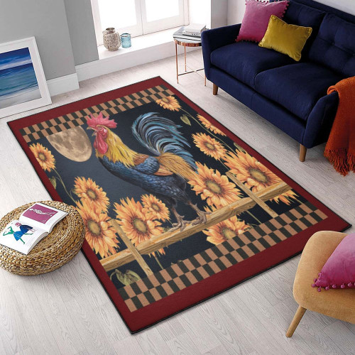 Rooster Cool Rugs, Rooster Sunflowers Rug Bedroom Rug Carpet Home Decor
