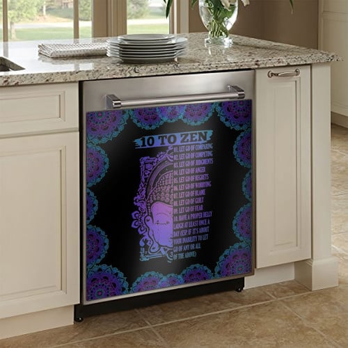 10 To Zen Purple Boho Pattern Dishwasher Cover Sticker Magnetic Dishwasher Door Cover Kitchen Decor