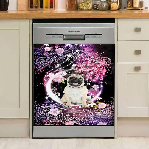 3d Pug Shine In The Dark Night Magnetic Dishwasher Front Cover Dishwasher Cover Kitchen Decor