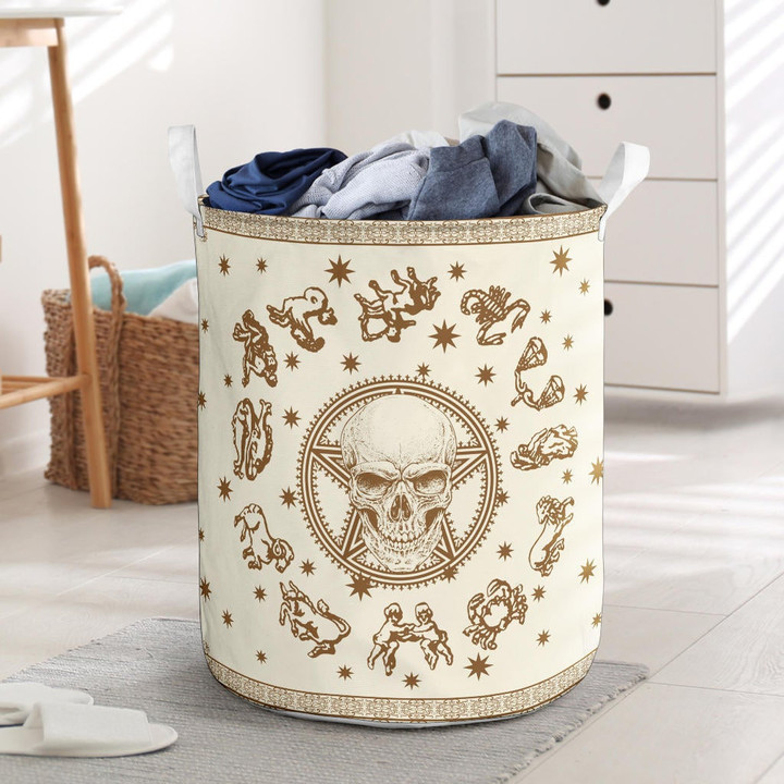 12 Zodiac Signs Skull Laundry Basket