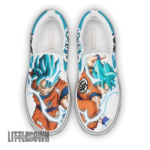 Dragon Ball Z Goku Shoes Super Saiyan Blue Anime Shoes Custom Classic Slip-On