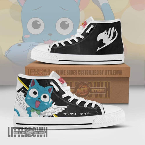 Happy High Top Canvas Shoes Custom Fairy Tail Anime Sneakers