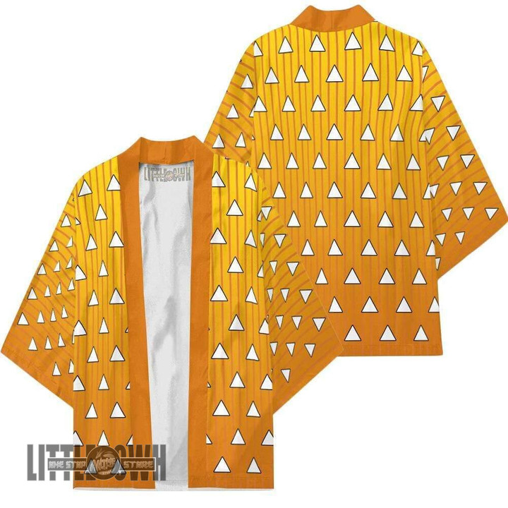 KNY Kimono Agatsuma Zenitsu Pattern Robe Anime Cloak Cardigans Cosplay Costume - LittleOwh - 1