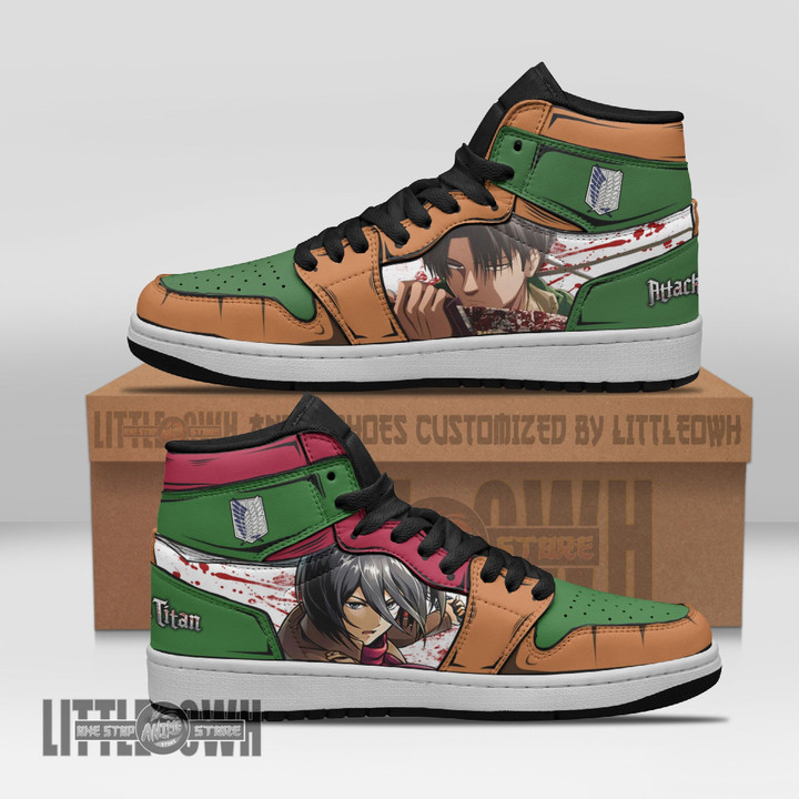 Levi x Mikasa Anime Shoes Custom Attack On Titan JD Sneakers - LittleOwh - 1