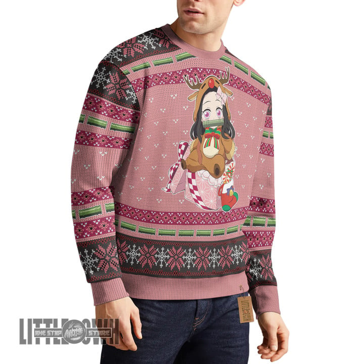 Kamado Nezuko Cute Ugly Sweater Demon Slayer Knitted Sweatshirt Anime Christmas Gift