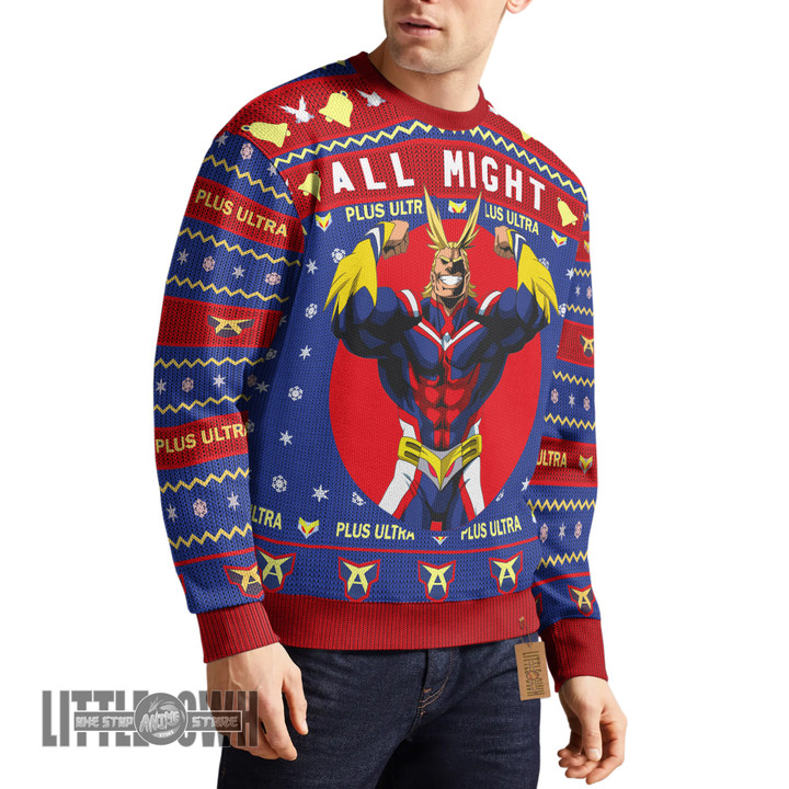 All Might Ugly Sweater Custom My Hero Academia Knitted Sweatshirt Anime Christmas Gift