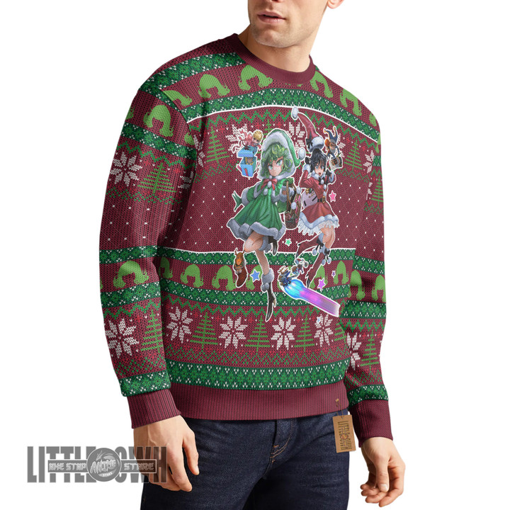 Tatsumaki And Fubuki Ugly Sweater Custom One Punch Man Knitted Sweatshirt Anime Christmas Gift