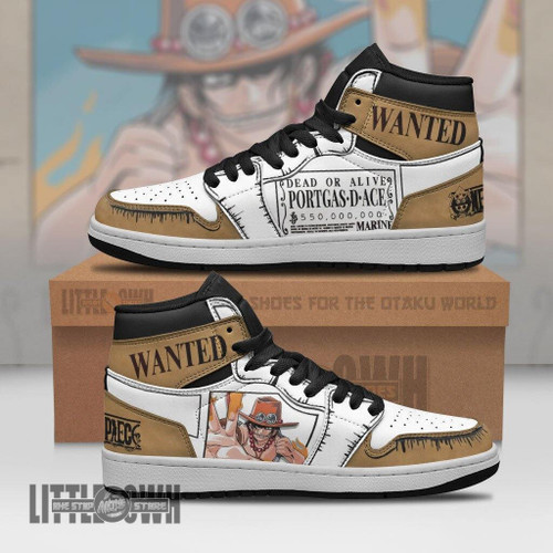 Portgas D Ace Wanted Boot Sneakers Custom One Piece Anime Shoes