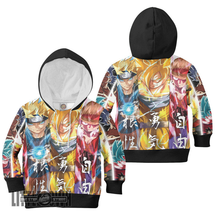 Naruto x Goku x Luffy Boruto Anime Kids Hoodie and Sweater