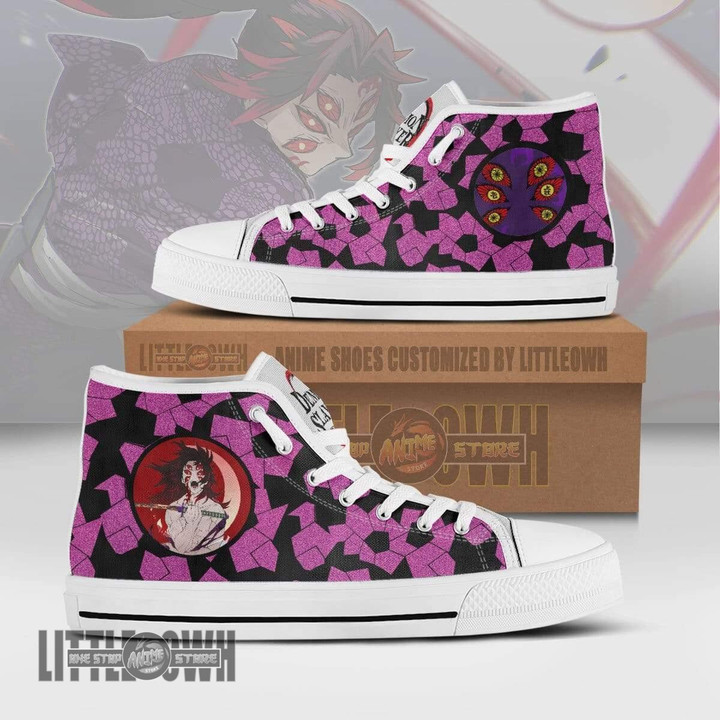 Kokushibo High Top Canvas Shoes Custom KNY Anime Sneakers - LittleOwh - 1